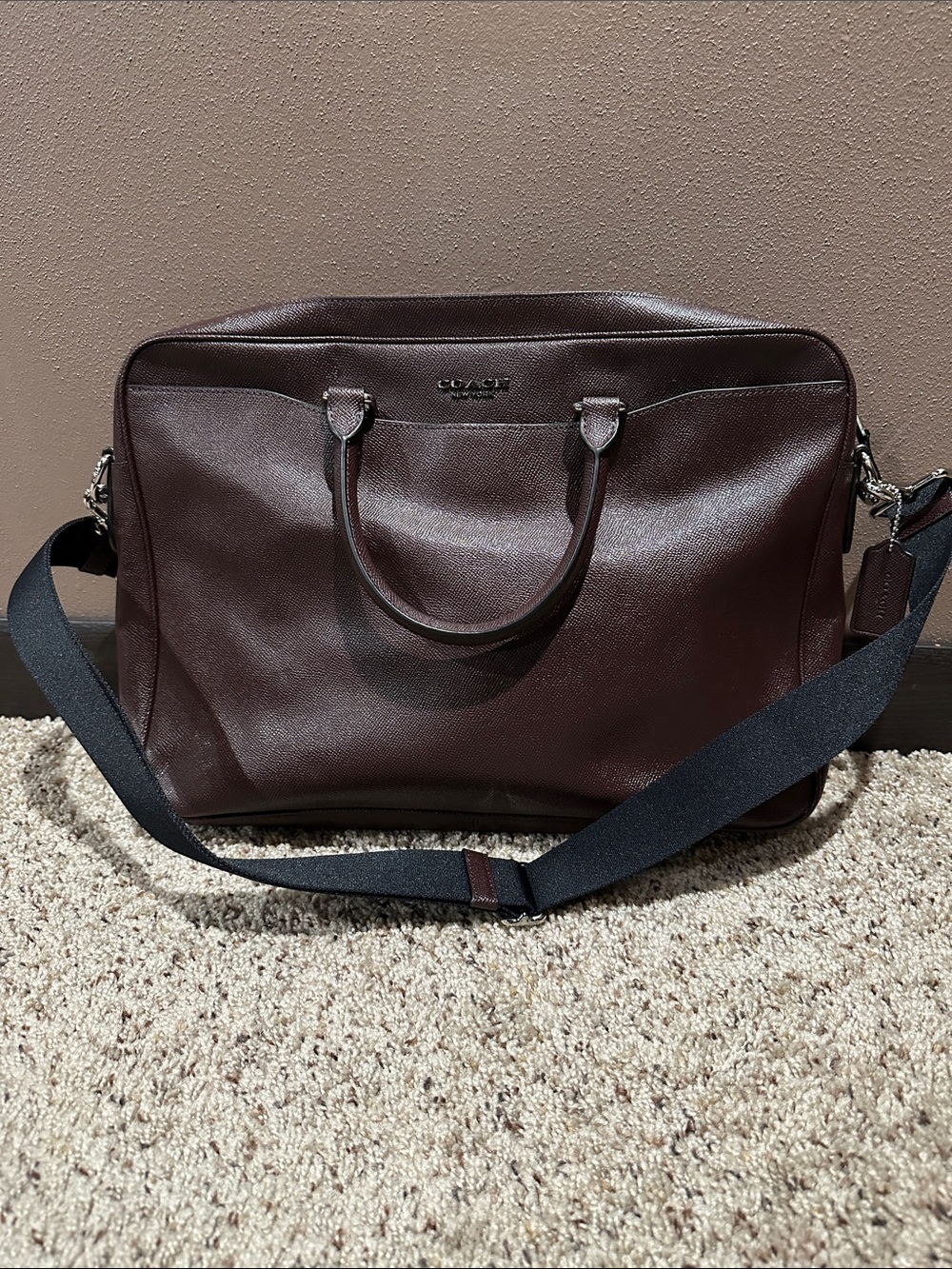 COACH Men's Leather Laptop Bag in Dark Brown